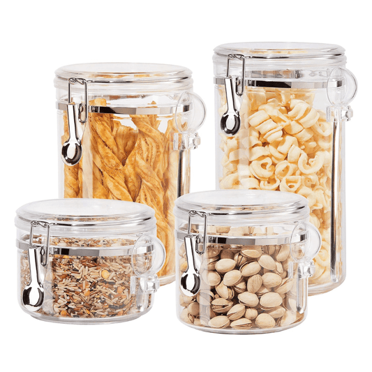 Set of 4 Airtight Acrylic Food Storage Canisters with Scoops
