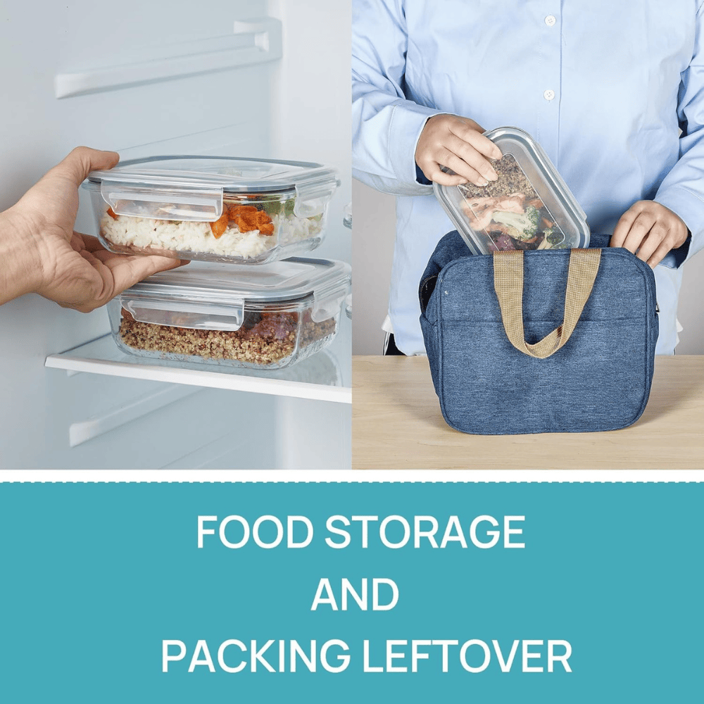 Set of 5 Glass Meal Prep Containers with Grey Airtight Lids