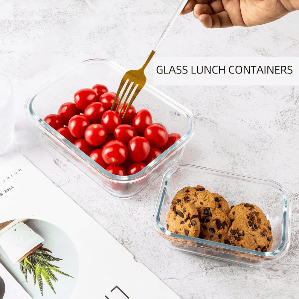 8-Pack Mixed Glass Meal Prep Containers with Pink Airtight Lids