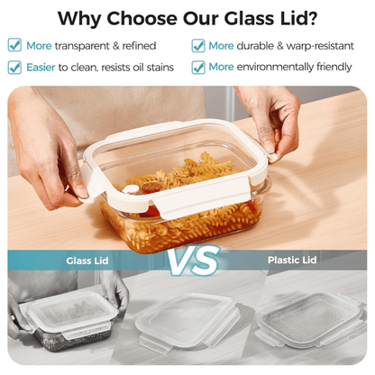 Set of 5 Large Glass Meal Prep Containers with Glass Lids & Steam Vents