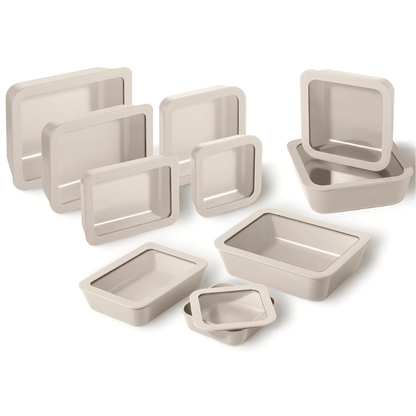 Ceramic Coated Glass Meal Prep Containers with Glass Lids - Crema