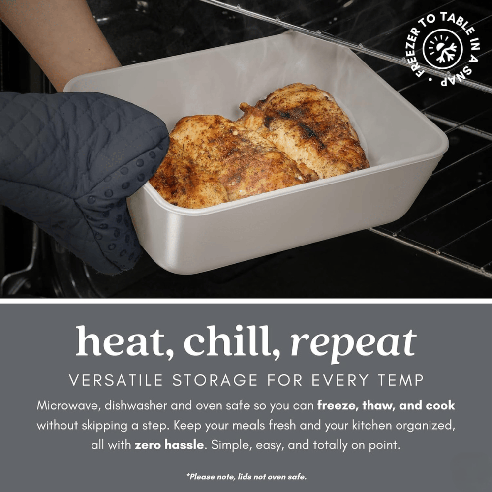 Ceramic Coated Glass Meal Prep Containers with Glass Lids - Crema