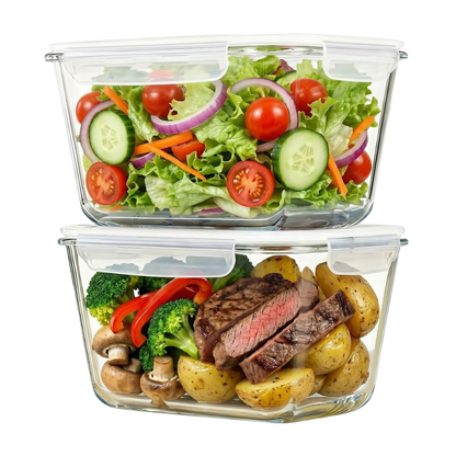 Set of 2 Extra Large Airtight Glass Containers - 85oz Capacity