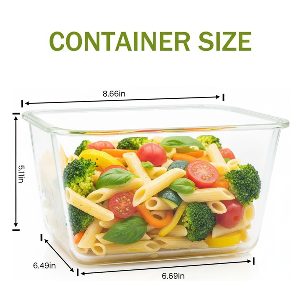 Set of 2 Extra Large Airtight Glass Containers - 85oz Capacity