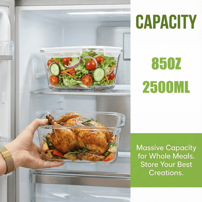 Set of 2 Extra Large Airtight Glass Containers - 85oz Capacity
