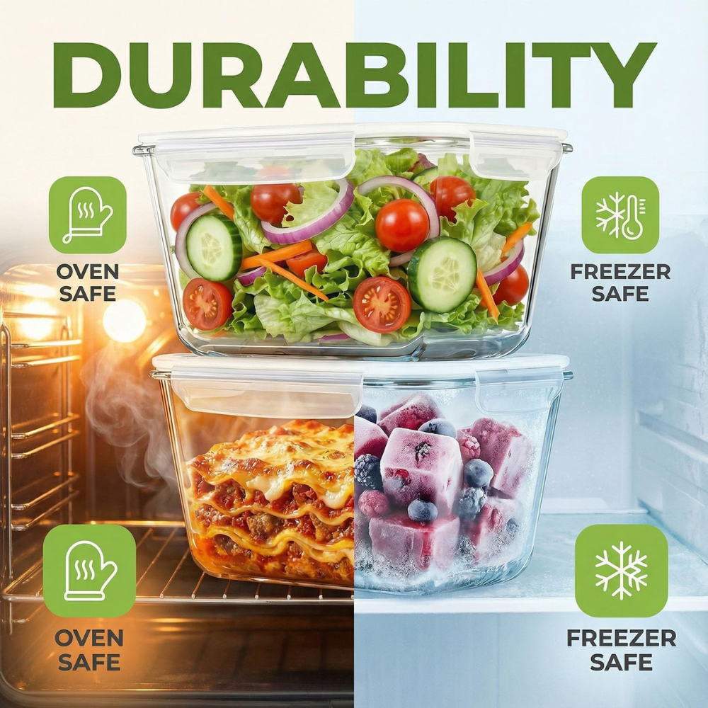 Set of 2 Extra Large Airtight Glass Containers - 85oz Capacity