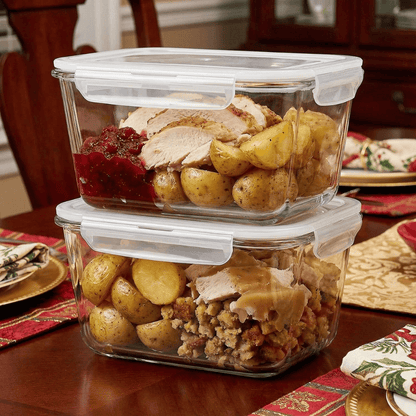 Set of 2 Extra Large Airtight Glass Containers - 85oz Capacity