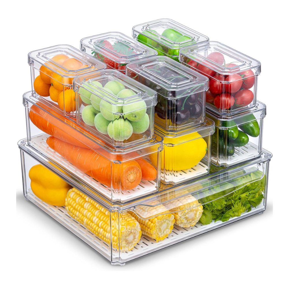 10-Piece Crystal Clear Fridge & Pantry Organizer Set