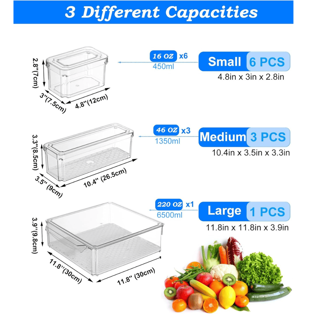 10-Piece Crystal Clear Fridge & Pantry Organizer Set