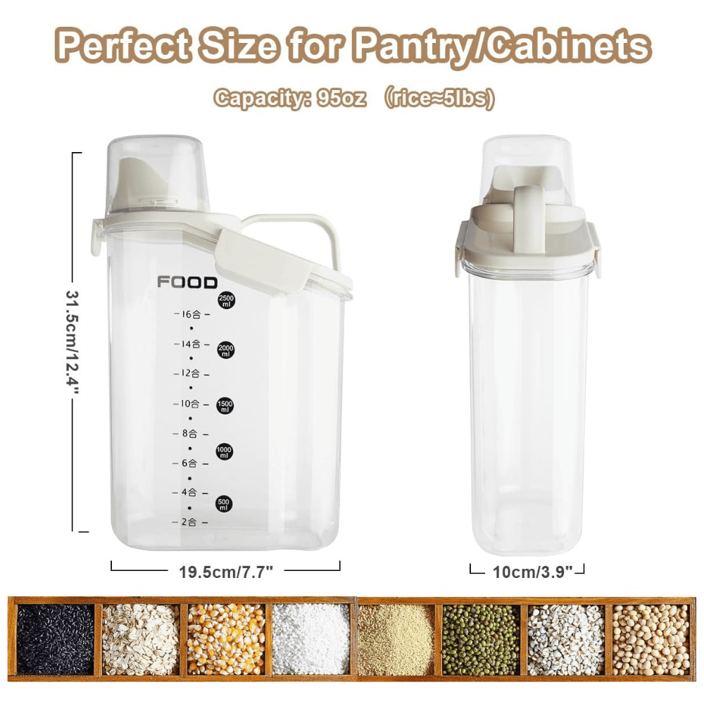 Airtight Cereal & Dry Food Dispenser with Measuring Cup