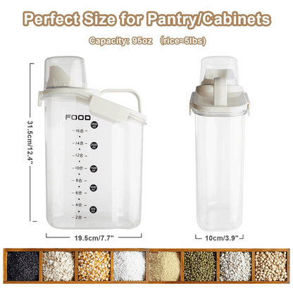 Airtight Cereal & Dry Food Dispenser with Measuring Cup