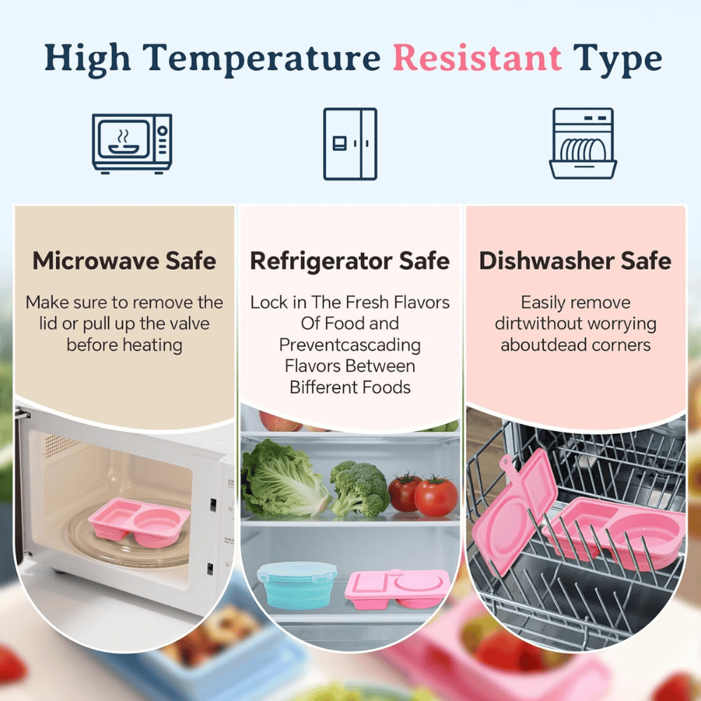 4-Pack Collapsible Silicone Snack & Meal Container Set (Pink/Blue)